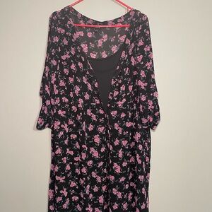 Torrid Floral Black and Pink Women's 2 Piece Dress 1 NWOT
